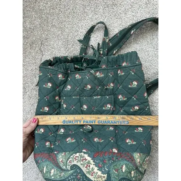 PIERRE DEUX French Country Green Floral Quilted Back Pack Sling Bag Vintage - Picture 14 of 16